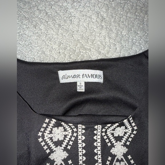 Almost Famous Black Dress with White Embroidery - Picture 2 of 5